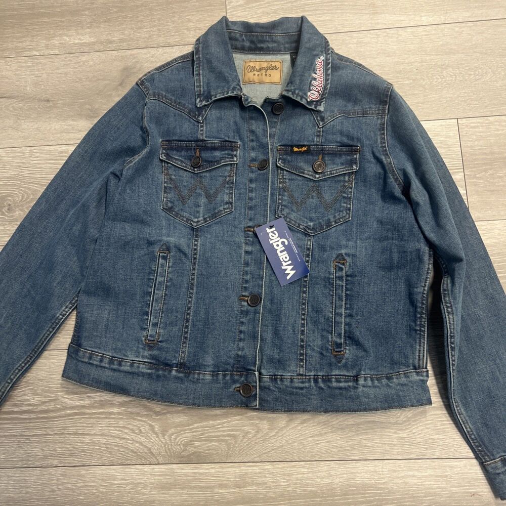 Wrangler Retro Oklahoma State Cowboys OSU Denim Trucker Jacket Sz XL
